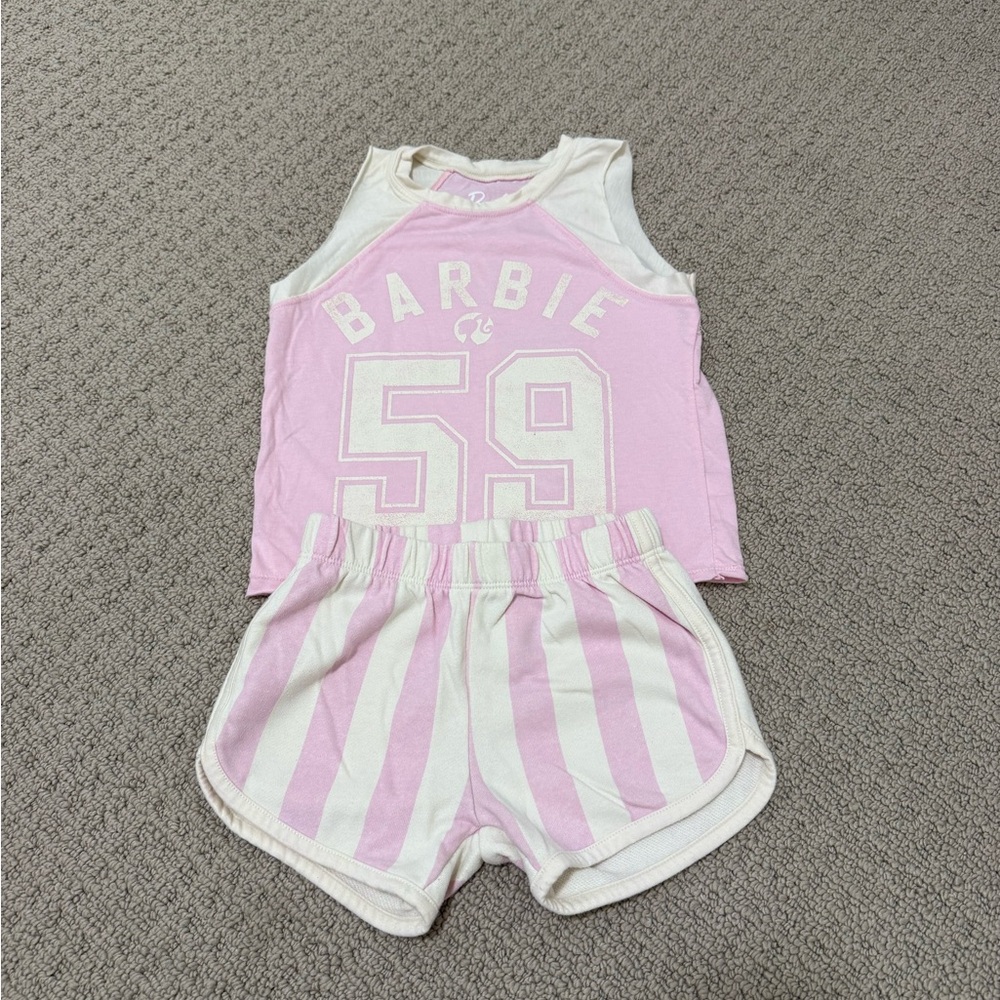 Barbie Pink and White Striped Athletic Set